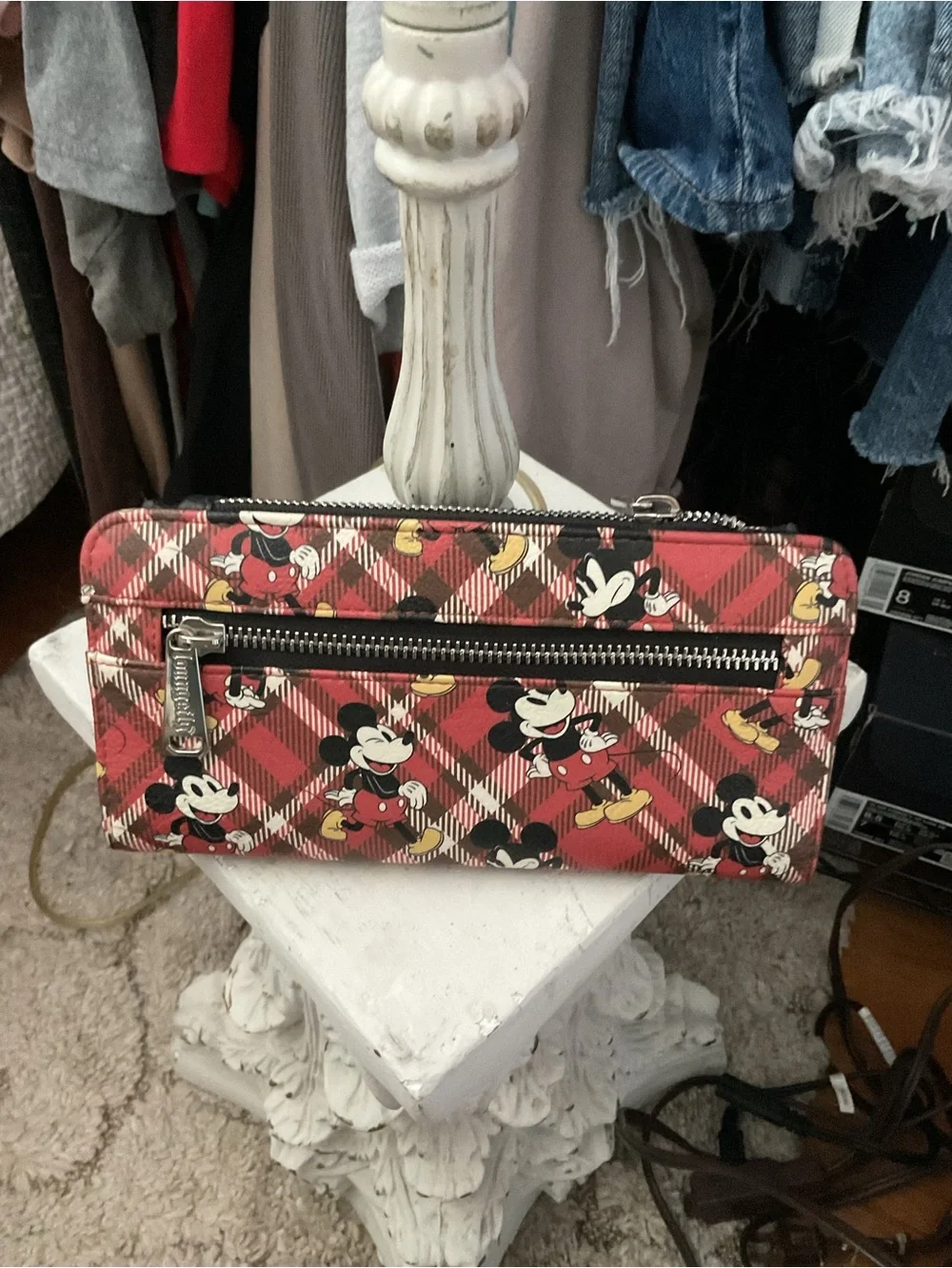 Loungefly Red Plaid Mickey Mouse Zip-Around Wallet